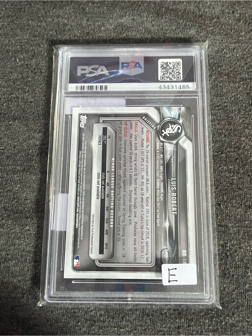 2018 Draft Luis Robert Sky Blue Rookie Card - PSA Graded